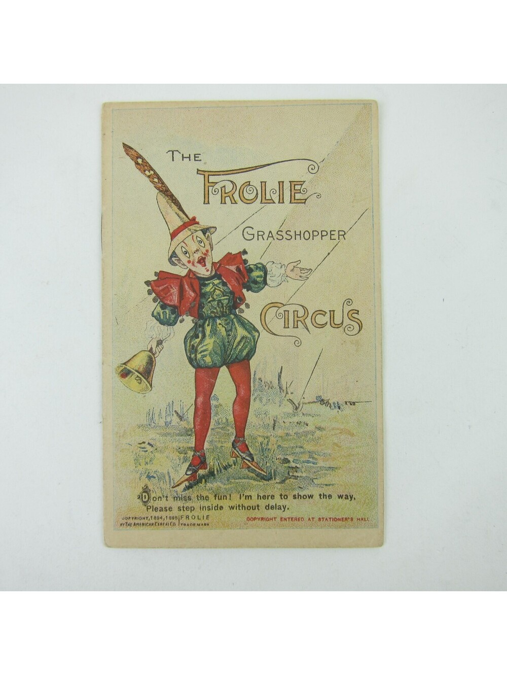 Quaker Oats Advertising Frolie Grasshopper Circus Childrens Booklet Antique 1895